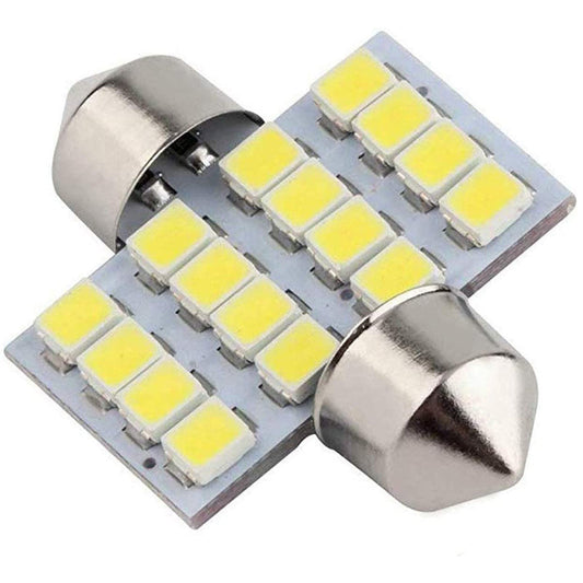 16 LED Universal Car Interior Super Bright Roof Light Reading Dome Bulb Lamp with Festoon Holder (Pack of 2Pcs )