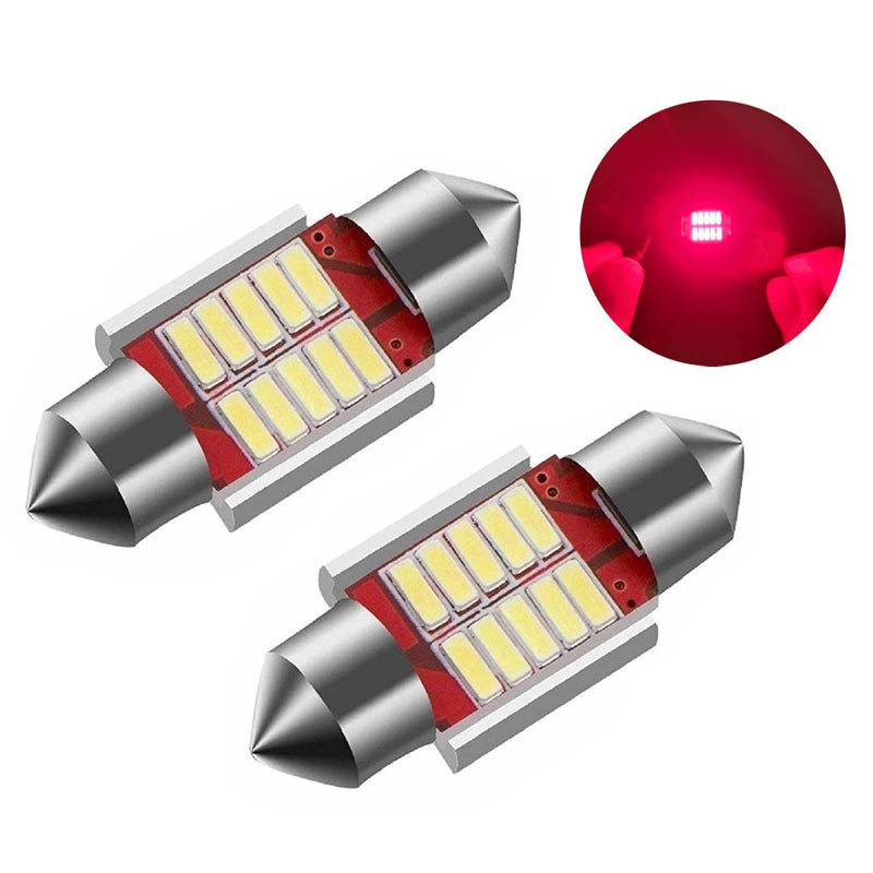 10 SMD Car Interior, Roof Led Light with Festoon Holder (5W) for All Cars (Red, 2 pcs)