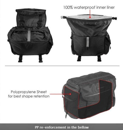 100% WATERPROOF LEH MOTORCYCLE SADDLEBAGS VIATERRA (100% WP LEH V3)