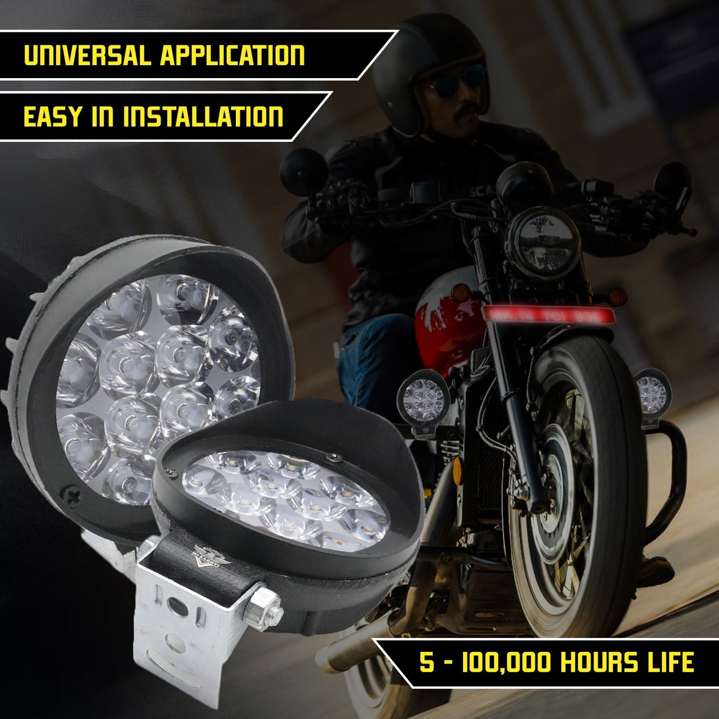 AutoPowerz 12 LED Yellow-White Fog Light for Universal Bike & Car Easy to Install Compactable with all type Vehicles