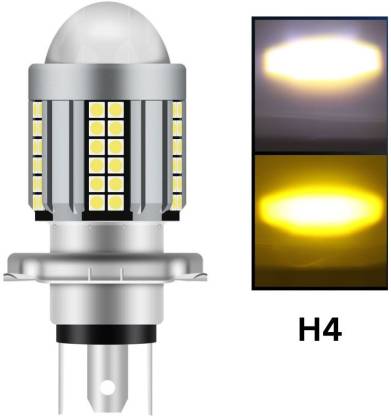 Yellow/White 60 LED With H4 Fitting Bulb Headlight Car, Motorbike (Pack Of 1)