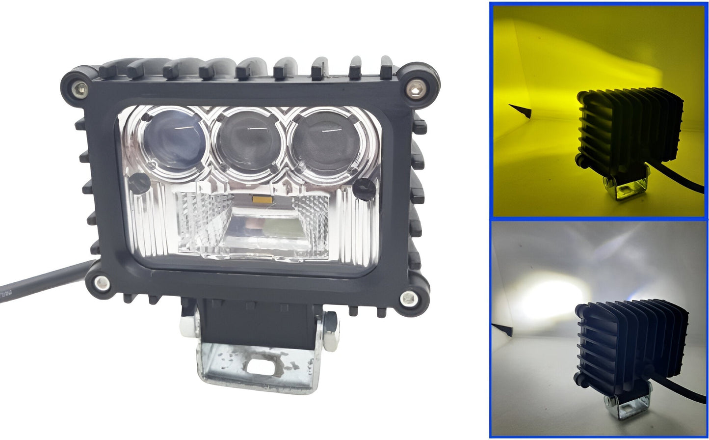 Yellow & White 20W LED Fog Light, DC 12V-80V, Universal Fit for Cars & Motorbikes (Pack Of 1)