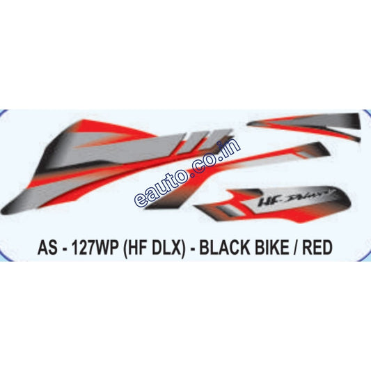 Graphics Sticker Set for Hero HF Deluxe | Black Vehicle | Red Sticker | Both Sides