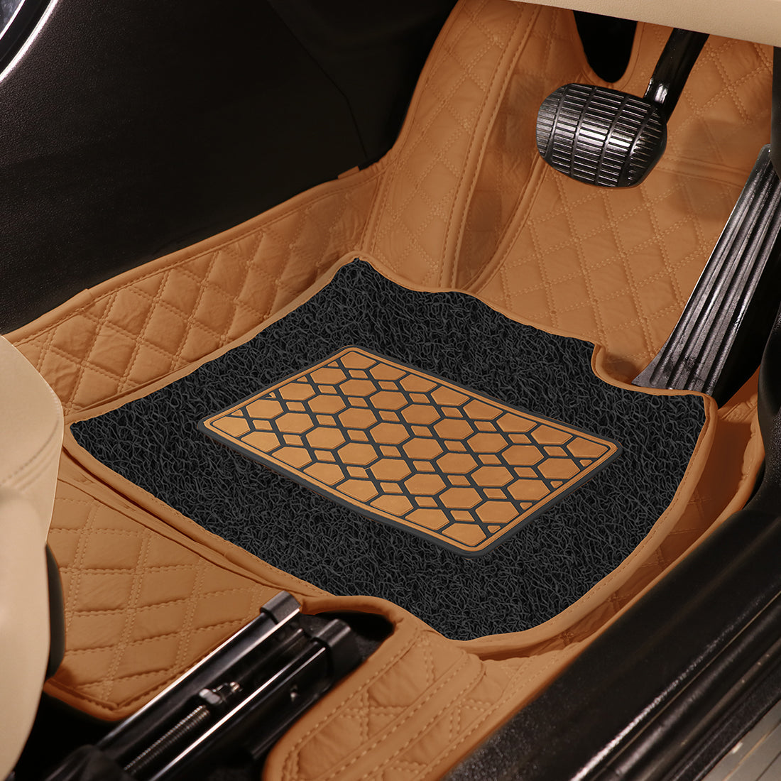 Autofurnish 7D Luxury Custom Fitted Car Mats For Honda City ZX 2004 - Tan Tan