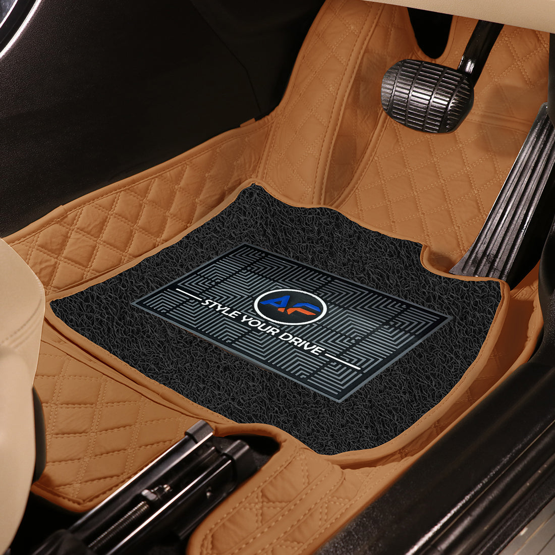 Honda Elevate 2023-7D Luxury Car Mat, All Weather Proof, Anti-Skid, 100% Waterproof & Odorless with Unique Diamond Fish Design (24mm Luxury PU Leather, 2 Rows)