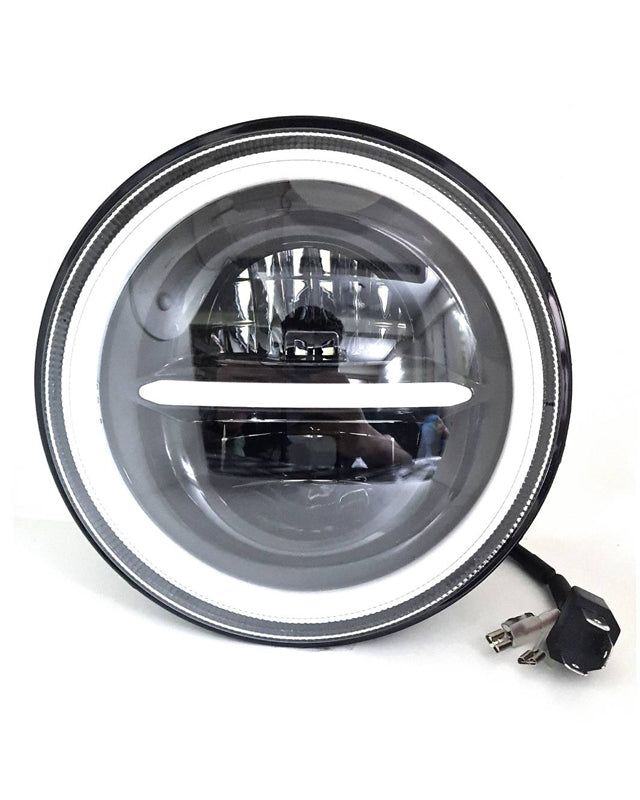 7 Inch Round Led Headlight with minus Yellow/White DRL for Bike and Cars (12V-80V, 90W)