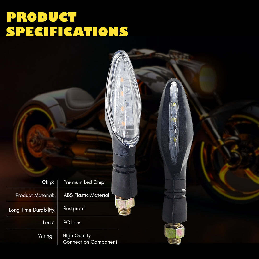 Universal Dual Side LED Motorcycle Indicator Yellow Running Light with White DRL (Pack Of 2)