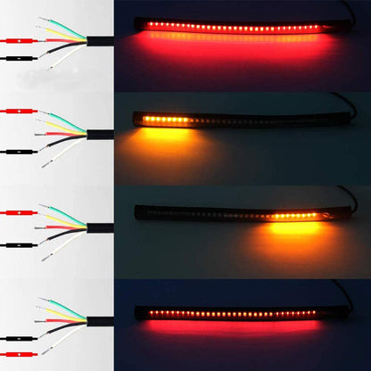 Universal License Plate LED Light Strip with 48 SMD LEDs for Brake Stop Turn Signal (8 Inches, DC 12V, 3M Adhesive)