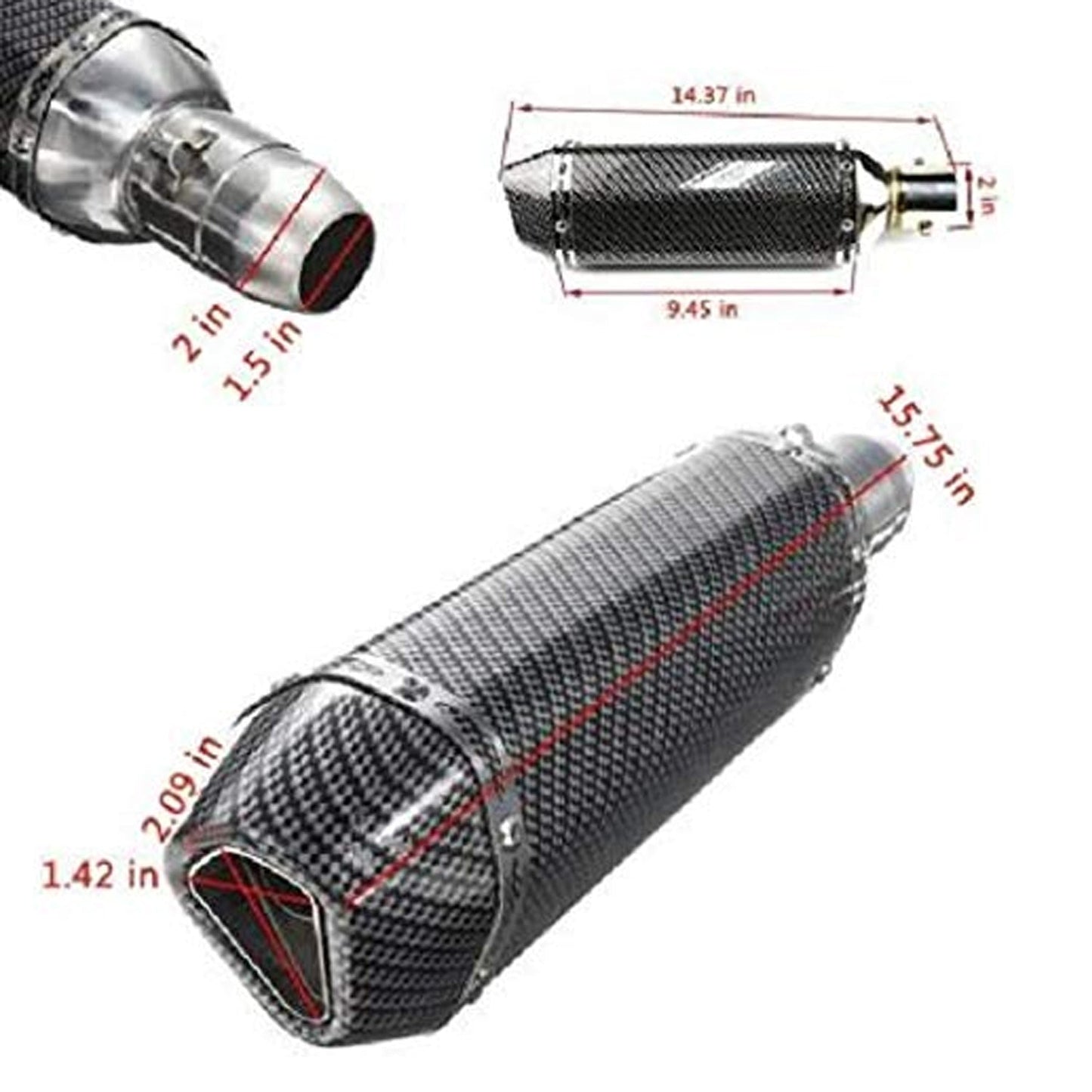 AUTOPOWERZ Triangle Carbon Racing Exhaust Silencer for Bike Slip-on Exhaust System (Stainless Steel)