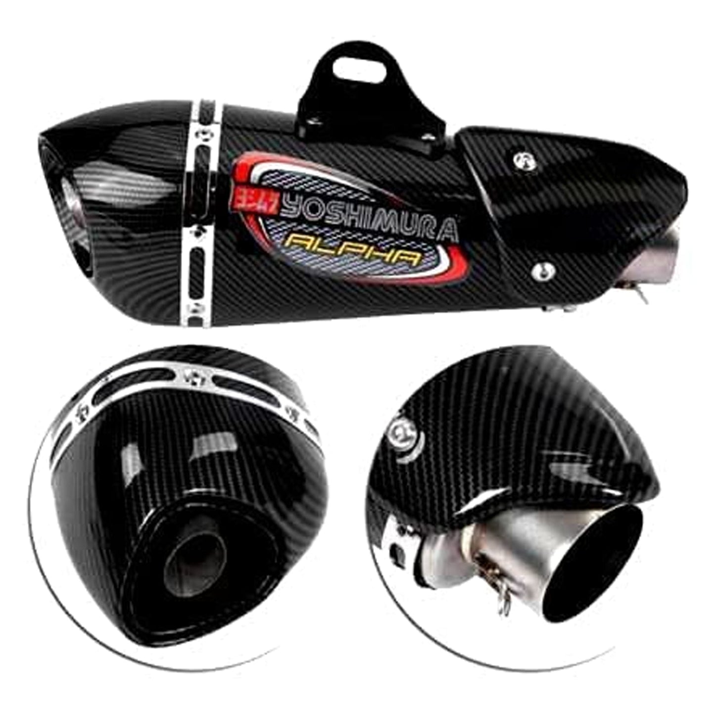 AUTOPOWERZ Yo Shimuras Universal Slip On Exhaust Silencer 36-51mm Muffler Pipe for All Motorcycle ( Carbon Black)