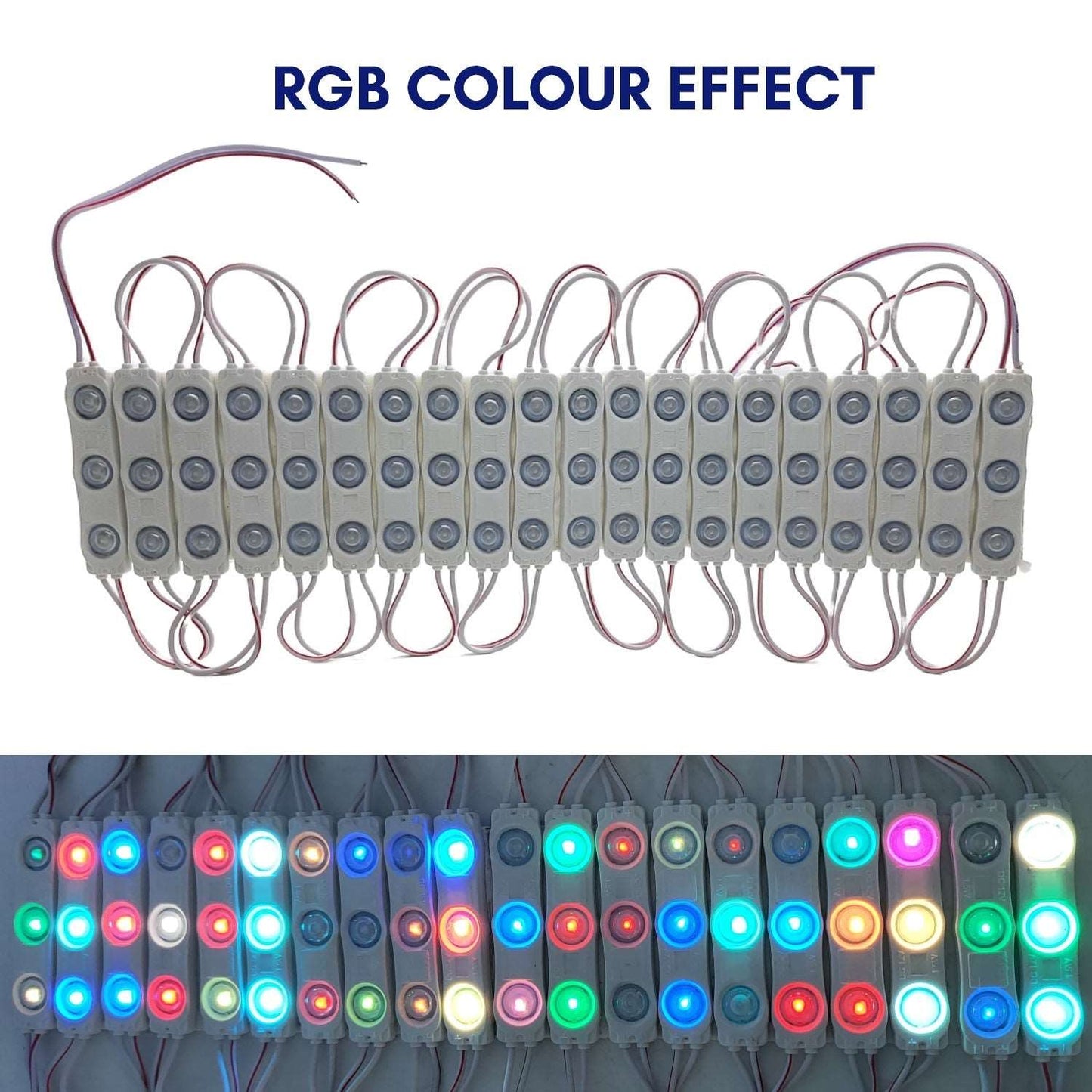 20 Pieces {RGB MultiColour} 12Volt DC 1.5 Watt 3 LED Module Lamp Multipurpose Use Car, Truck, DIY Projects & Home Decoration