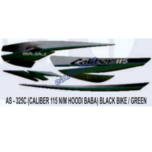 Graphics Sticker Set for Bajaj Caliber 115 | New Model | Hoodi Baba | Black Vehicle | Green Sticker | Both Sides