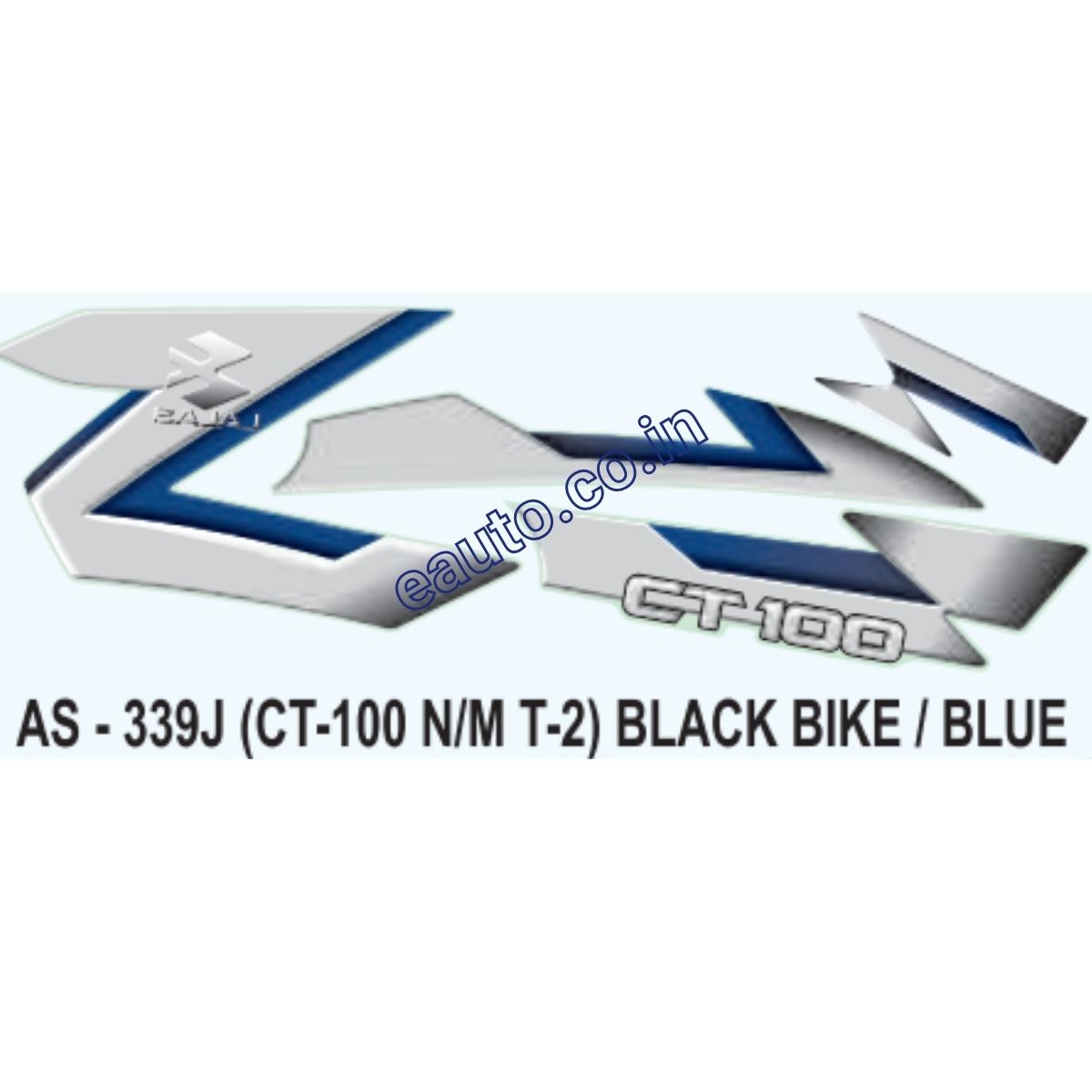 Graphics Sticker Set for Bajaj CT 100 | Type 2 | New Model | Black Vehicle | Blue Sticker | Both Sides