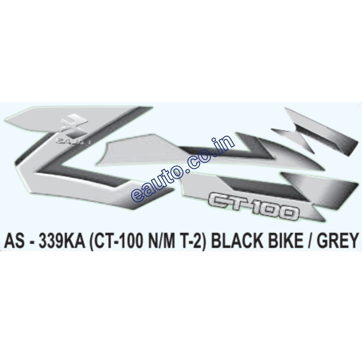 Graphics Sticker Set for Bajaj CT 100 | Type 2 | New Model | Black Vehicle | Grey Sticker | Both Sides