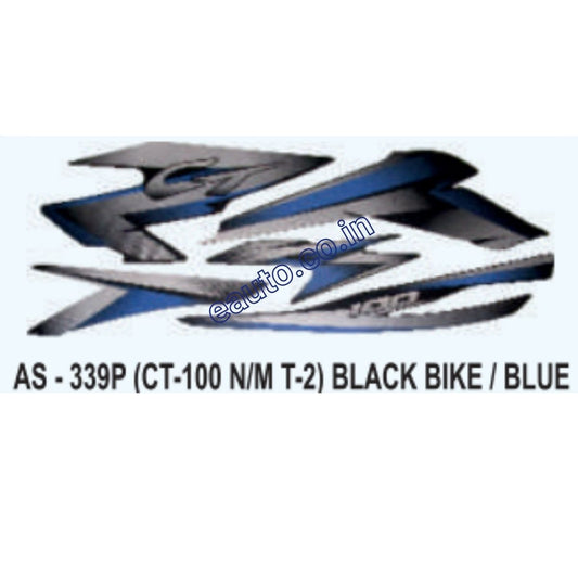 Graphics Sticker Set for Bajaj CT 100 | Type 3 | Black Vehicle | Blue Sticker | Both Sides