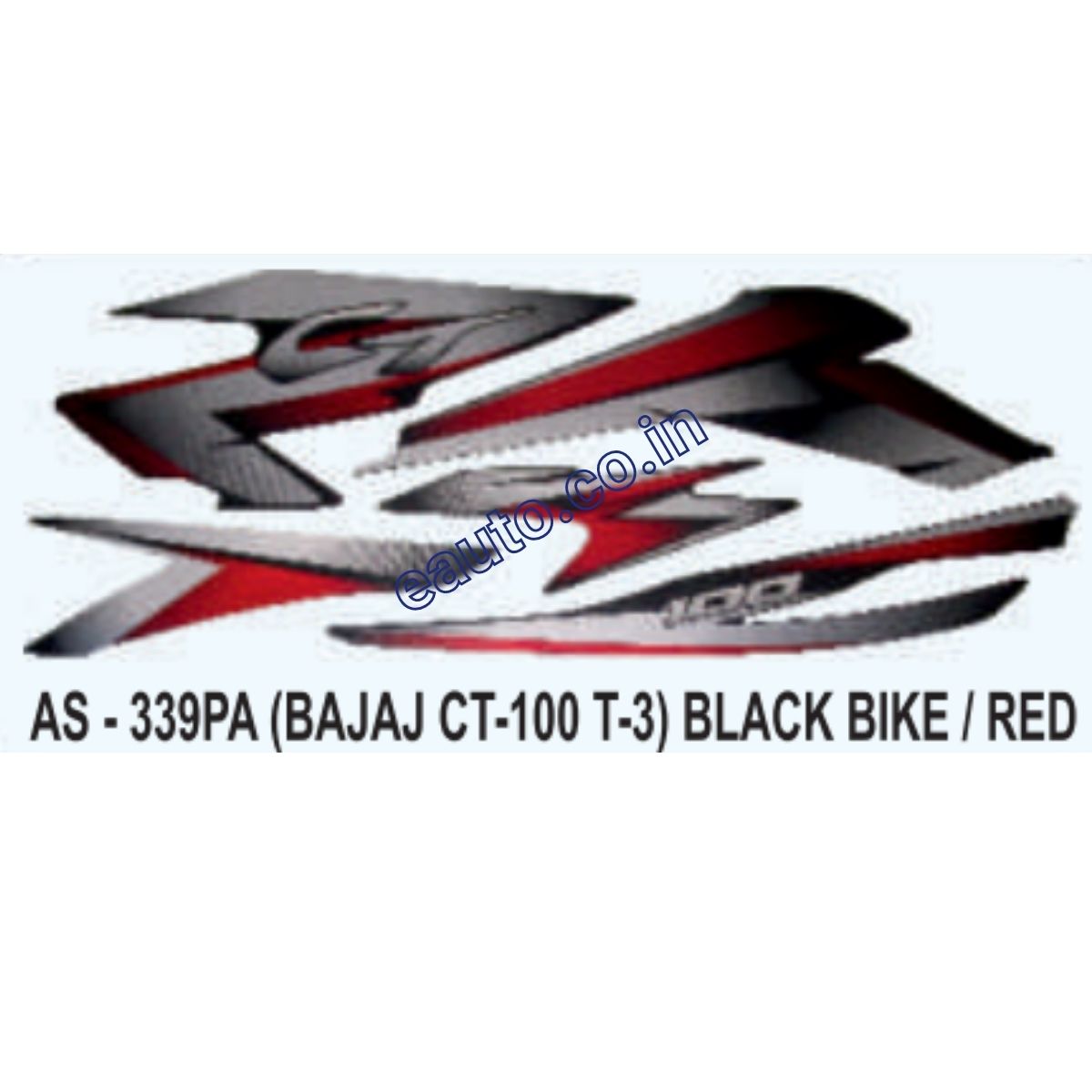 Graphics Sticker Set for Bajaj CT 100 | Type 3 | Black Vehicle | Red Sticker | Both Sides