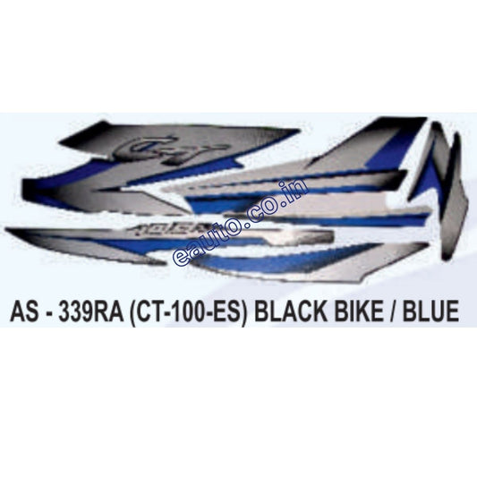 Graphics Sticker Set for Bajaj CT 100 | Electric Start | Black Vehicle | Blue Sticker | Both Sides