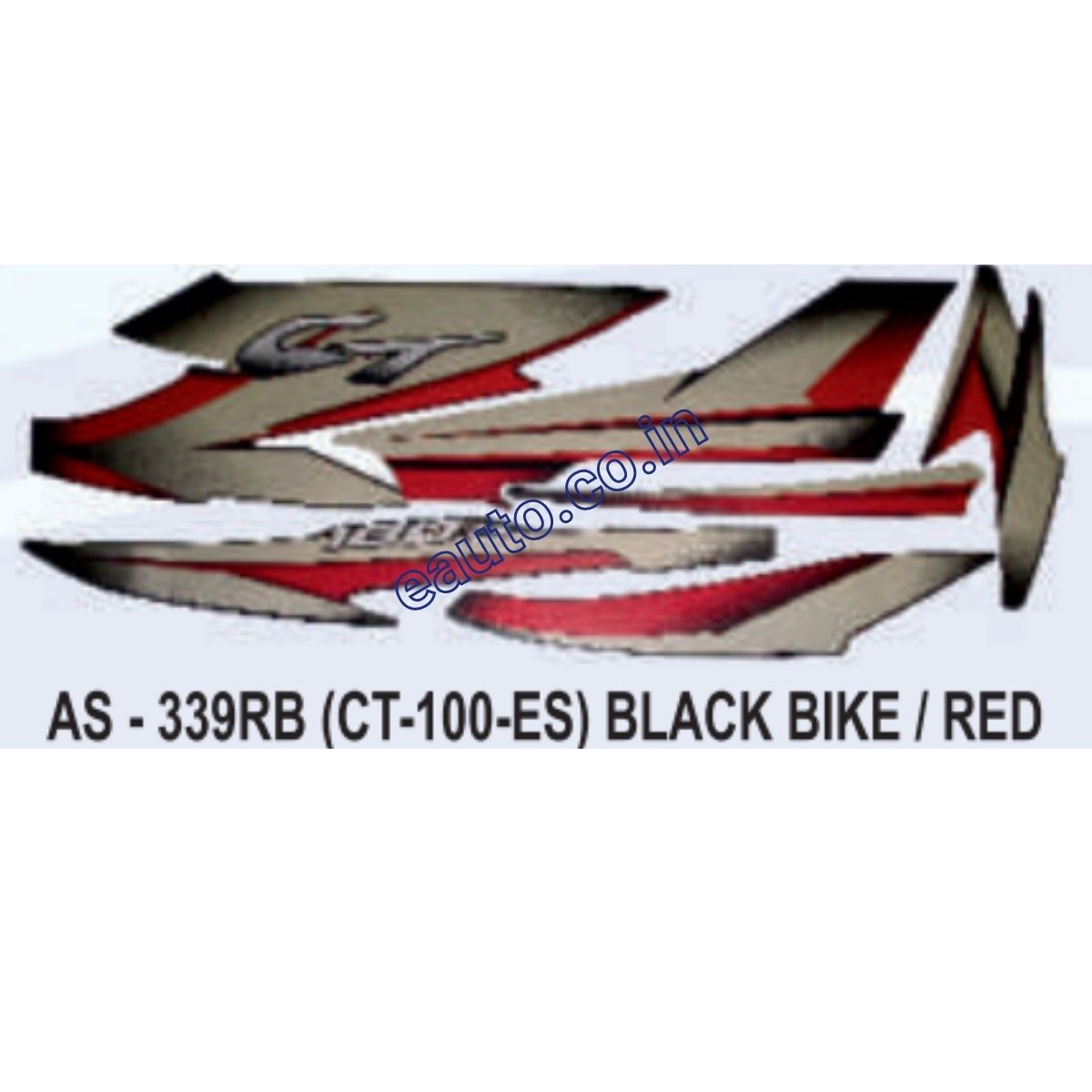 Graphics Sticker Set for Bajaj CT 100 | Electric Start | Black Vehicle | Red Sticker | Both Sides