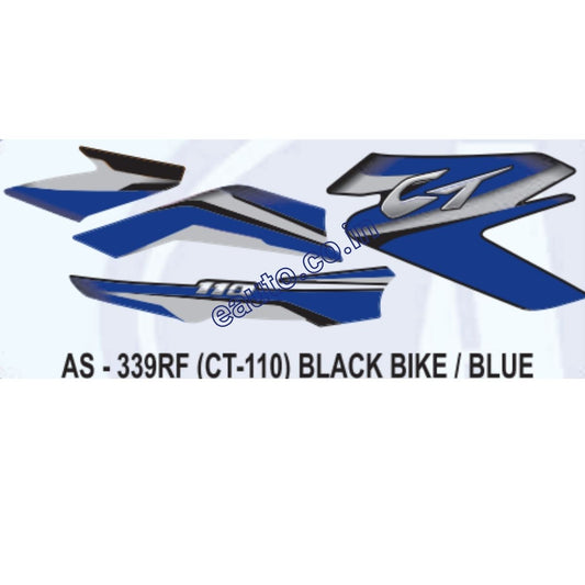 Graphics Sticker Set for Bajaj CT 110 | Black Vehicle | Blue Sticker | Both Sides