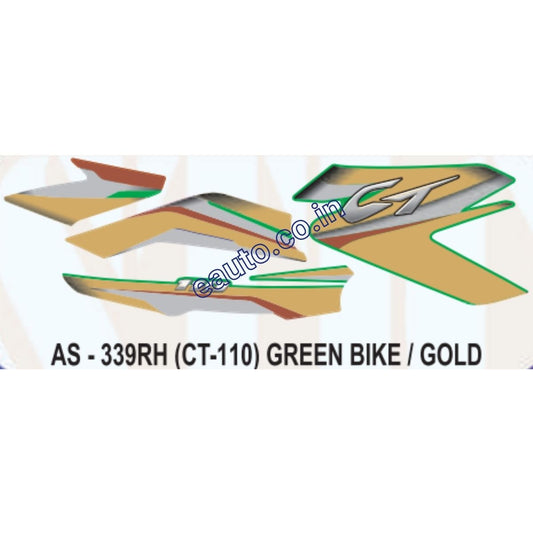 Graphics Sticker Set for Bajaj CT 110 | Green Vehicle | Gold Sticker | Both Sides