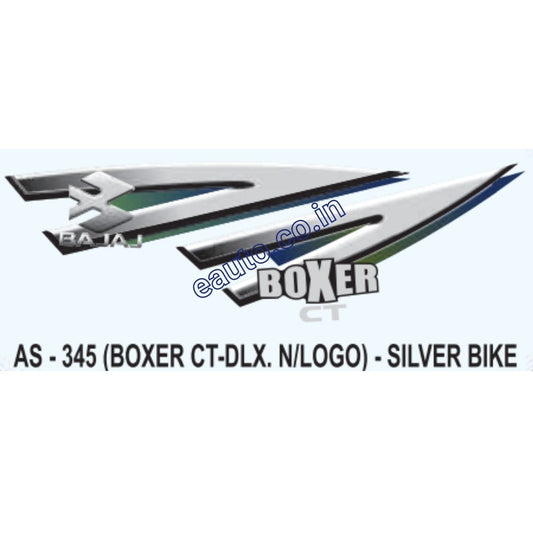 Graphics Sticker Set for Bajaj Boxer CT Deluxe | New Logo | Silver Vehicle | Both Sides