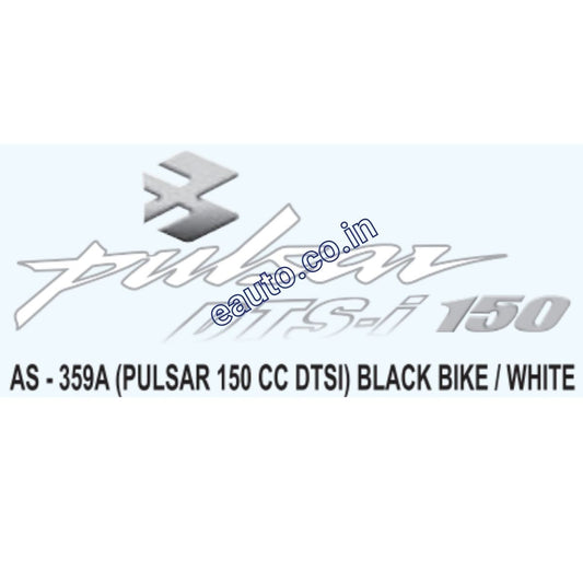 Graphics Sticker Set for Bajaj Pulsar 150CC DTSi | Analog Meter | Black Vehicle | White Sticker | Both Sides