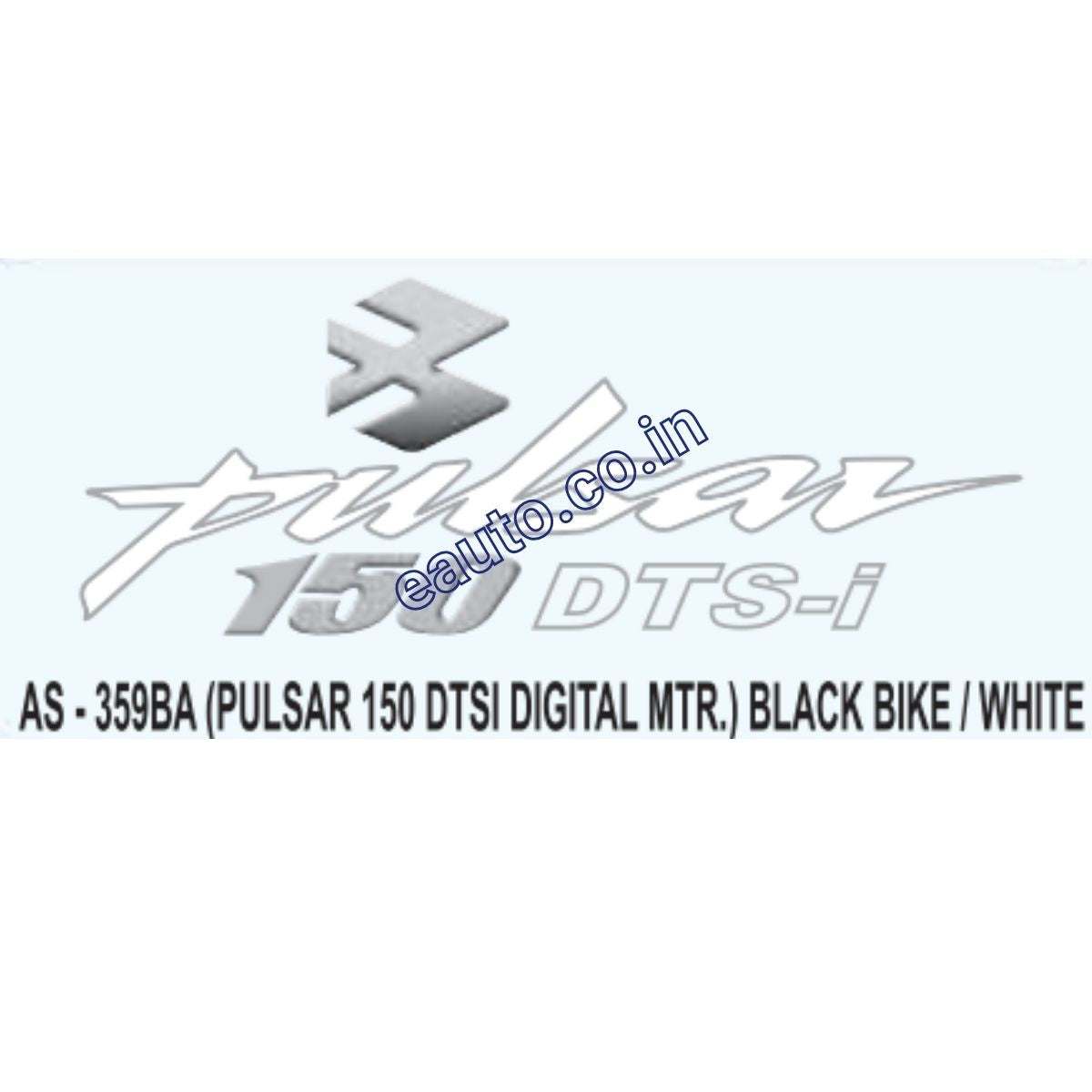 Graphics Sticker Set for Bajaj Pulsar 150CC DTSI | Digital Meter | Black Vehicle | White Sticker | Both Sides