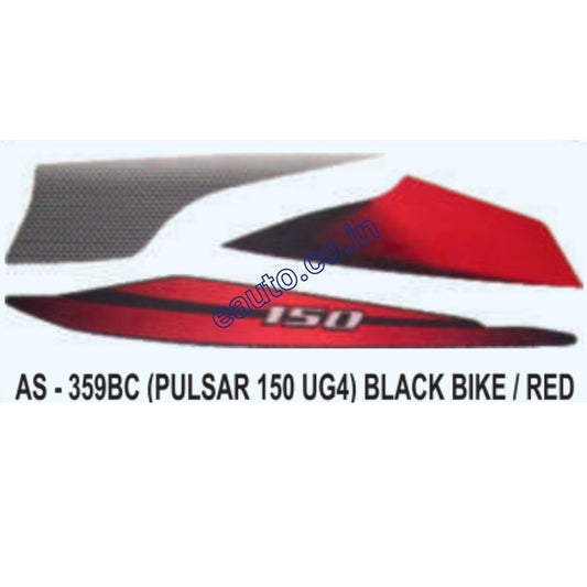 Graphics Sticker Set for Bajaj Pulsar 150 UG4 | Black Vehicle | Red Sticker | Both Sides