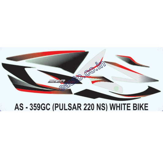 Graphics Sticker Set for Bajaj Pulsar NS 220 | White Vehicle | Both Sides