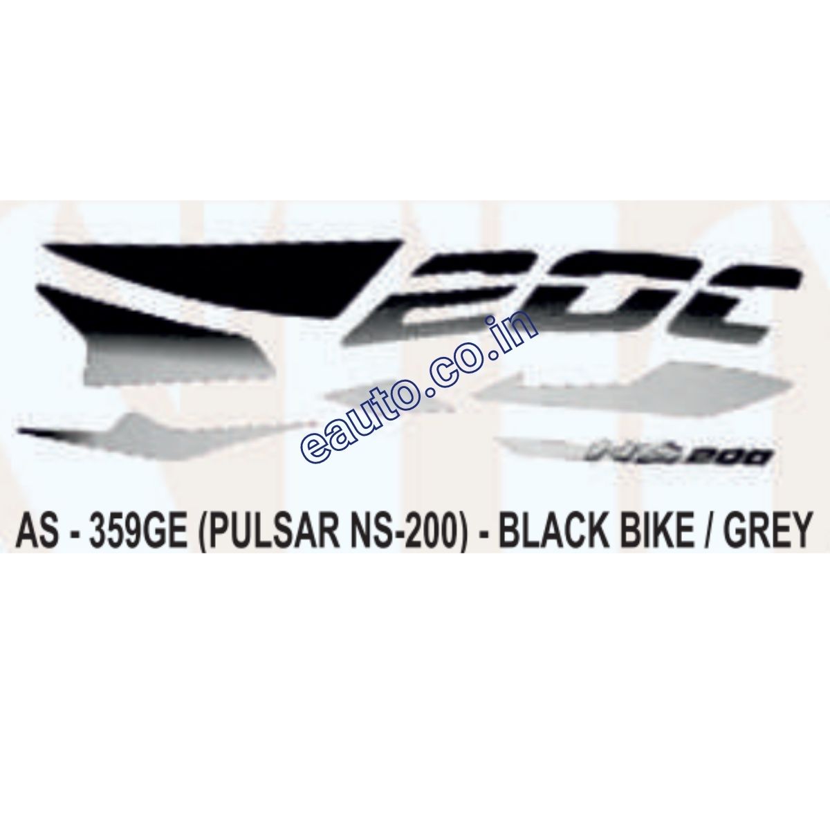 Graphics Sticker Set for Bajaj Pulsar NS 200 | Black Vehicle | Grey Sticker | Both Sides