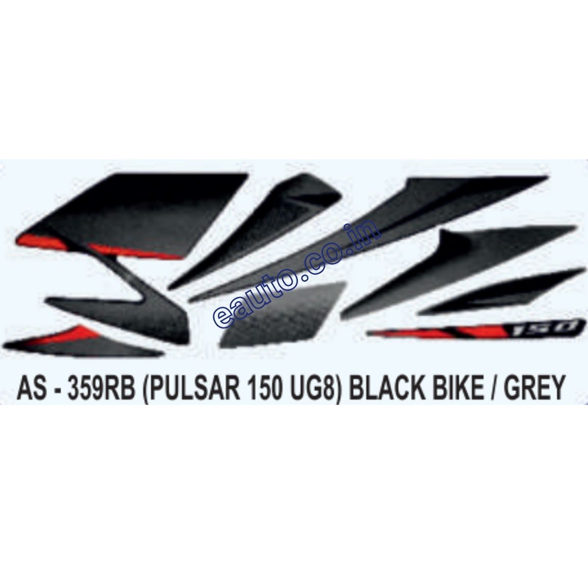 Graphics Sticker Set for Bajaj Pulsar 150 UG8 | Black Vehicle | Grey Sticker | Both Sides