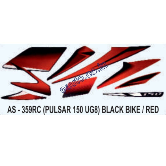 Graphics Sticker Set for Bajaj Pulsar 150 UG8 | Black Vehicle | Red Sticker | Both Sides