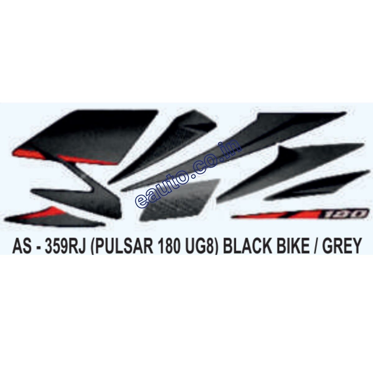 Graphics Sticker Set for Bajaj Pulsar 180 UG8 | Black Vehicle | Grey Sticker | Both Sides