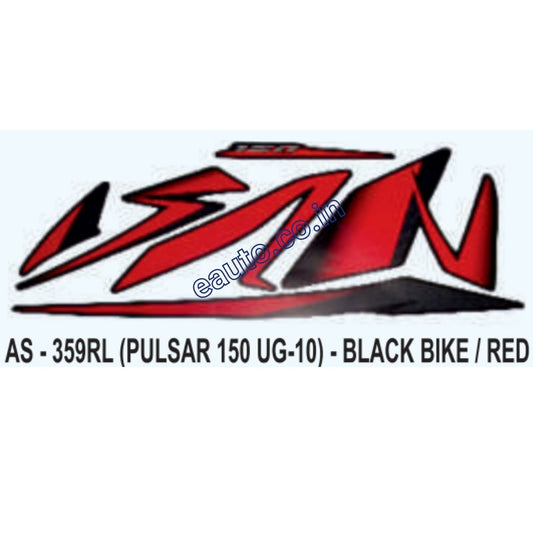 Graphics Sticker Set for Bajaj Pulsar 150 UG10 | Black Vehicle | Red Sticker | Both Sides