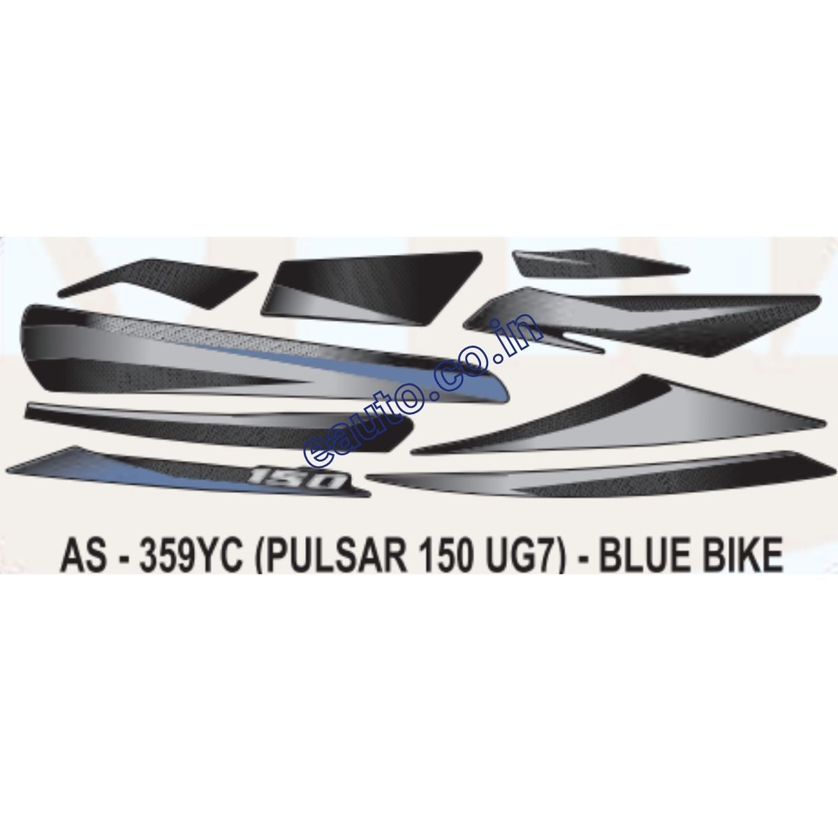 Graphics Sticker Set for Bajaj Pulsar 150 UG7 | Blue Vehicle | Both Sides