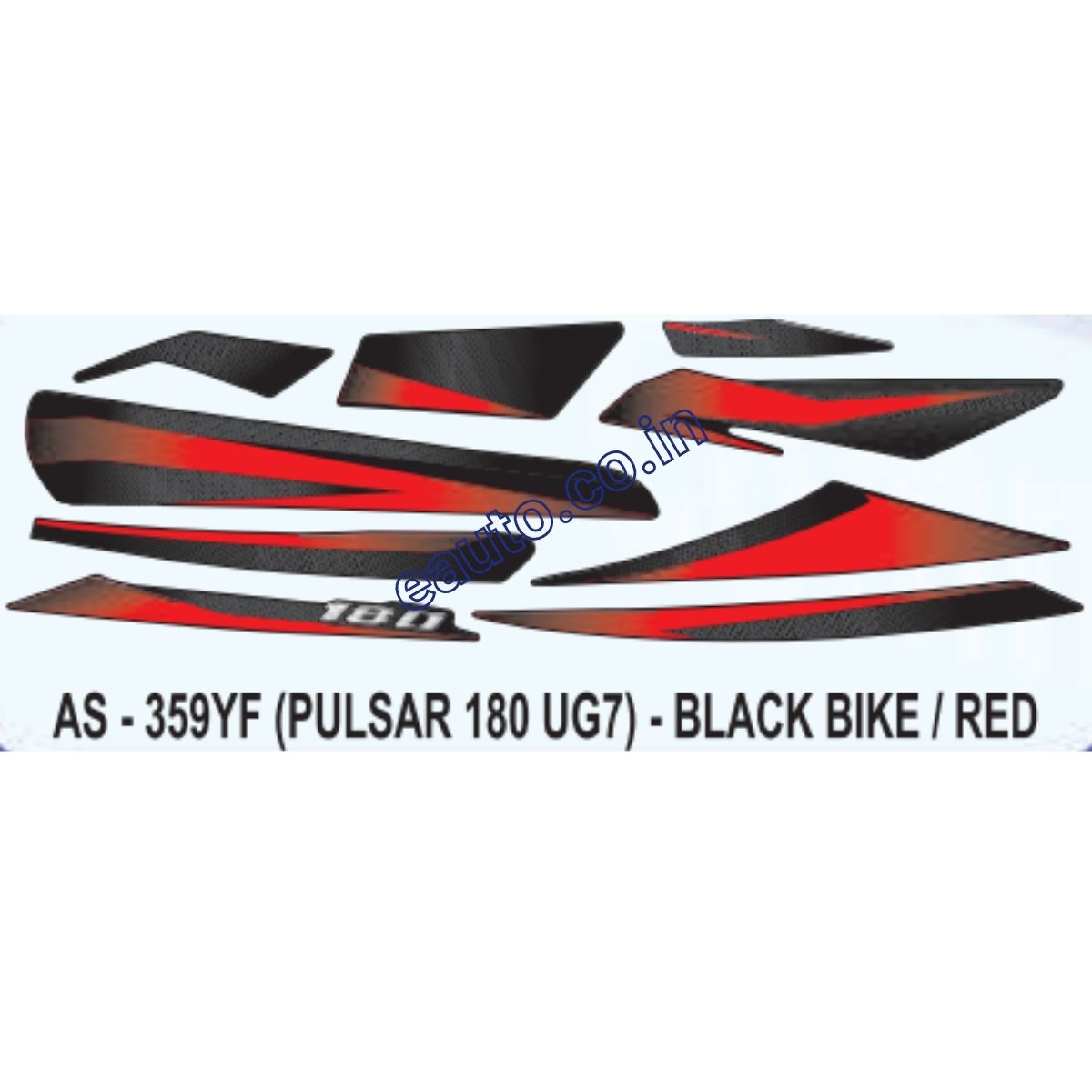 Graphics Sticker Set for Bajaj Pulsar 180 UG7 | Black Vehicle | Red Sticker | Both Sides