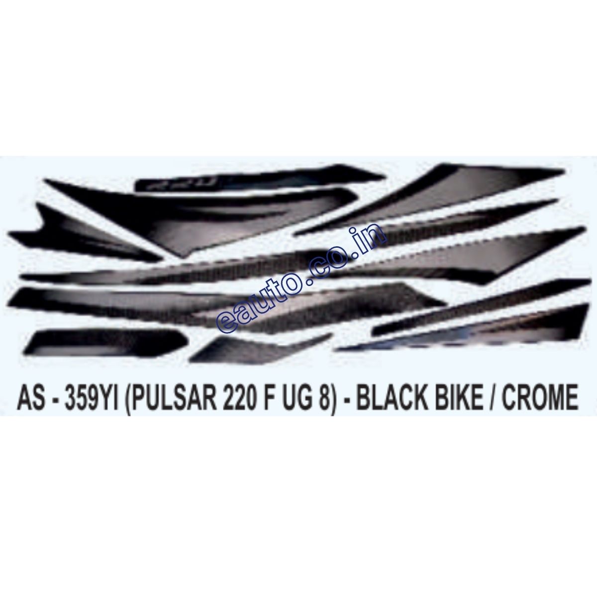 Graphics Sticker Set for Bajaj Pulsar 220 F UG8 | Black Vehicle | Chrome Sticker | Both Sides