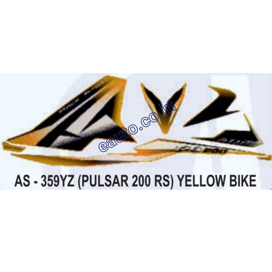 Graphics Sticker Set for Bajaj Pulsar RS 200 | Yellow Vehicle | Both Sides