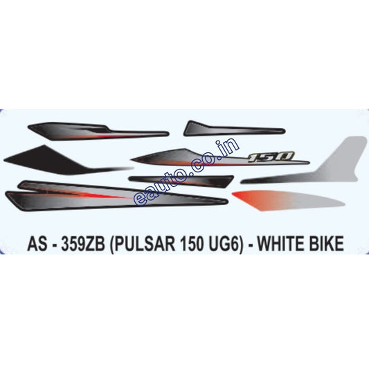 Graphics Sticker Set for Bajaj Pulsar 150 UG6 | White Vehicle | Both Sides