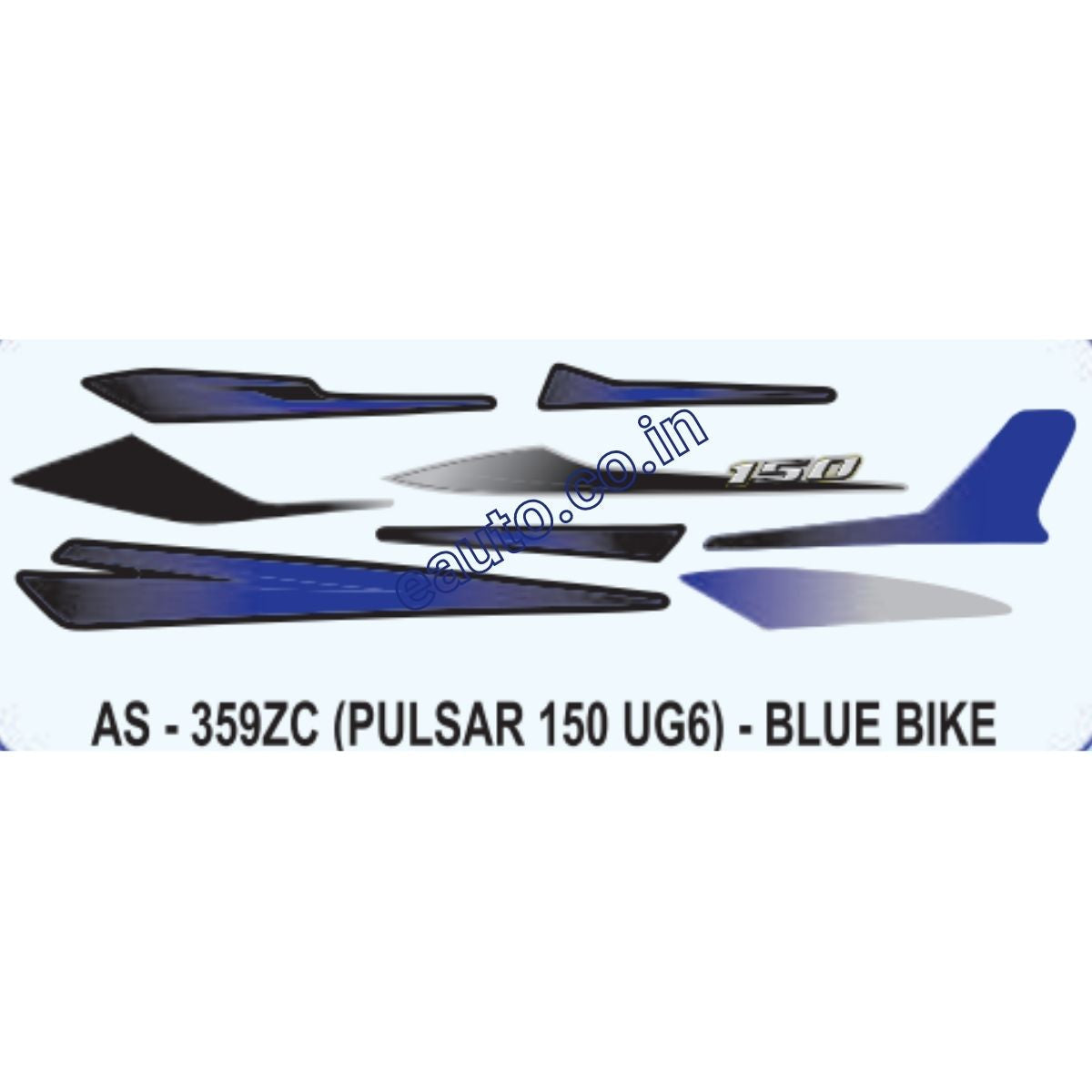 Graphics Sticker Set for Bajaj Pulsar 150 UG6 | Blue Vehicle | Both Sides