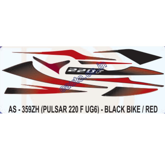 Graphics Sticker Set for Bajaj Pulsar 220 F UG6 | Black Vehicle | Red Sticker | Both Sides