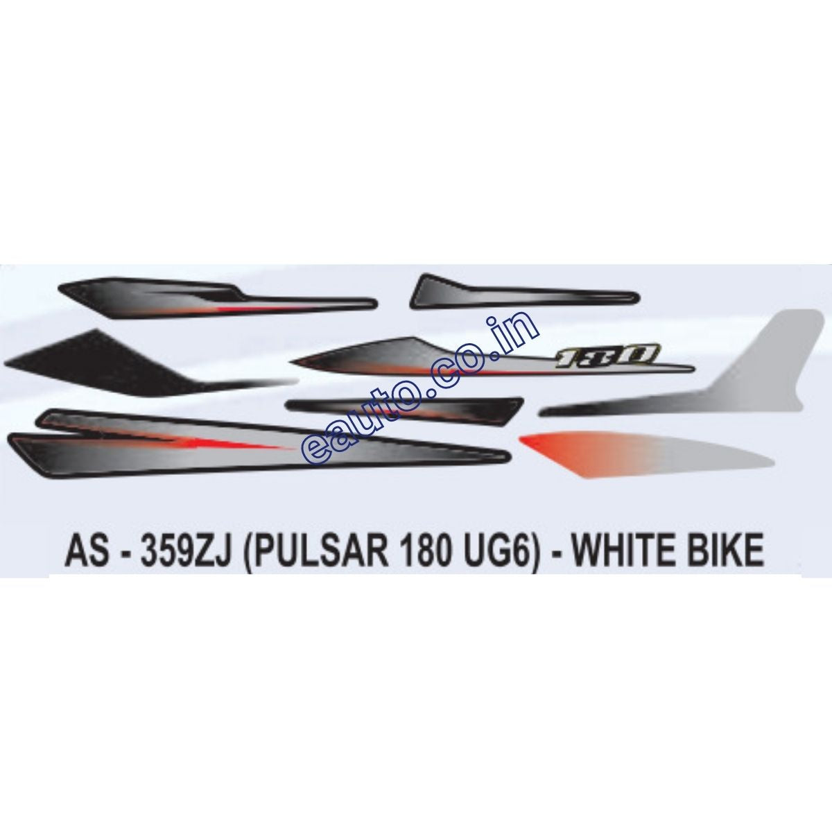 Graphics Sticker Set for Bajaj Pulsar 180 UG6 | White Vehicle | Both Sides