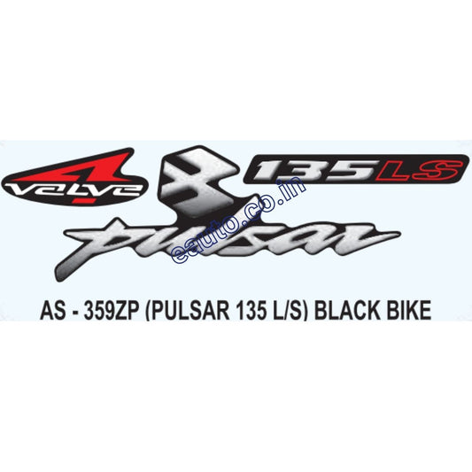 Graphics Sticker Set for Bajaj Pulsar 135 LS | 4 Valve | Black Vehicle | Both Sides