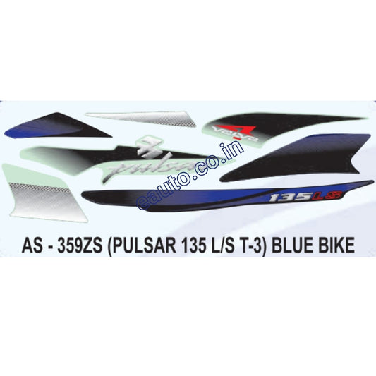 Graphics Sticker Set for Bajaj Pulsar 135 LS | Type 3 | Blue Vehicle | Both Sides