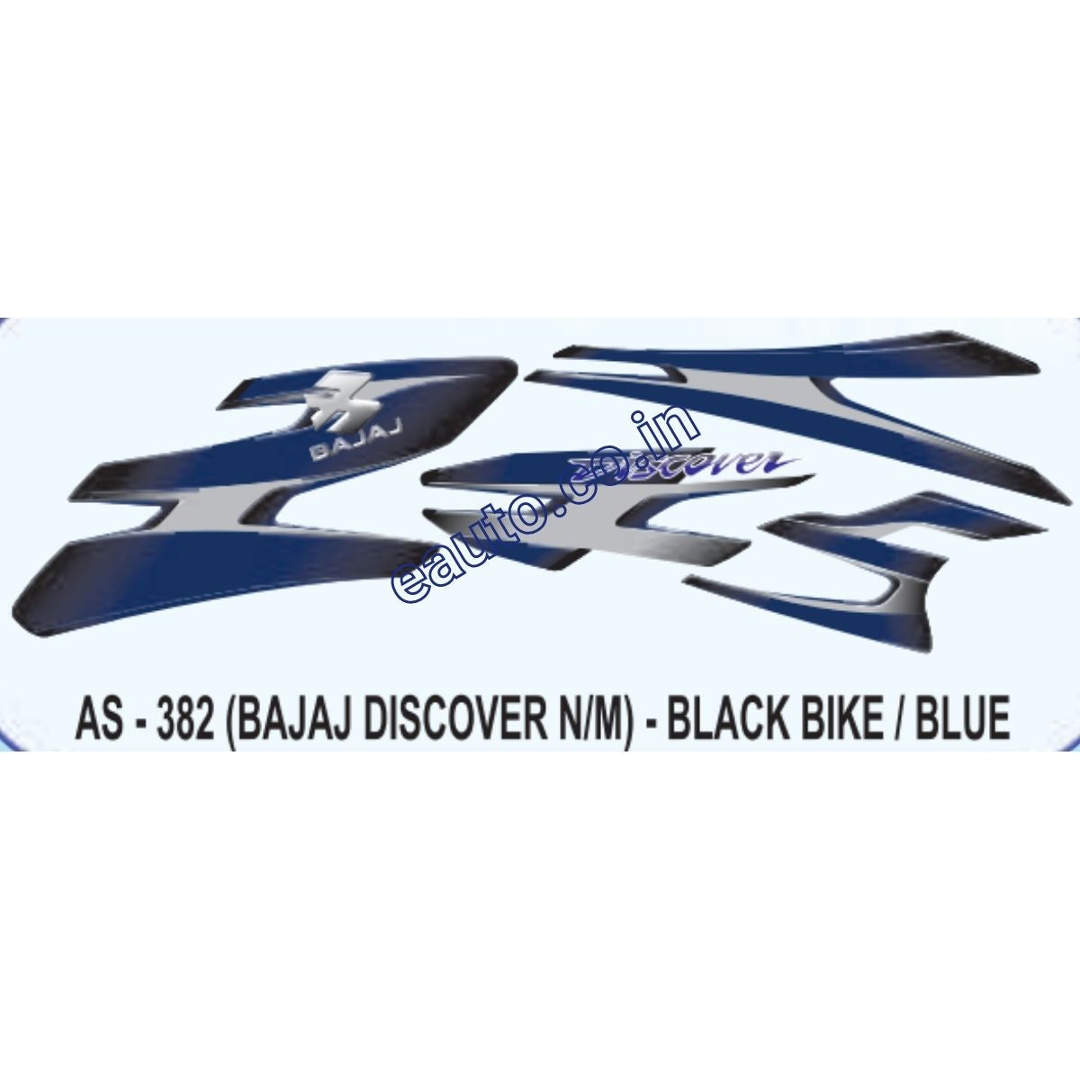 Graphics Sticker Set for Bajaj Discover | New Model | Black Vehicle | Blue Sticker | Both Sides