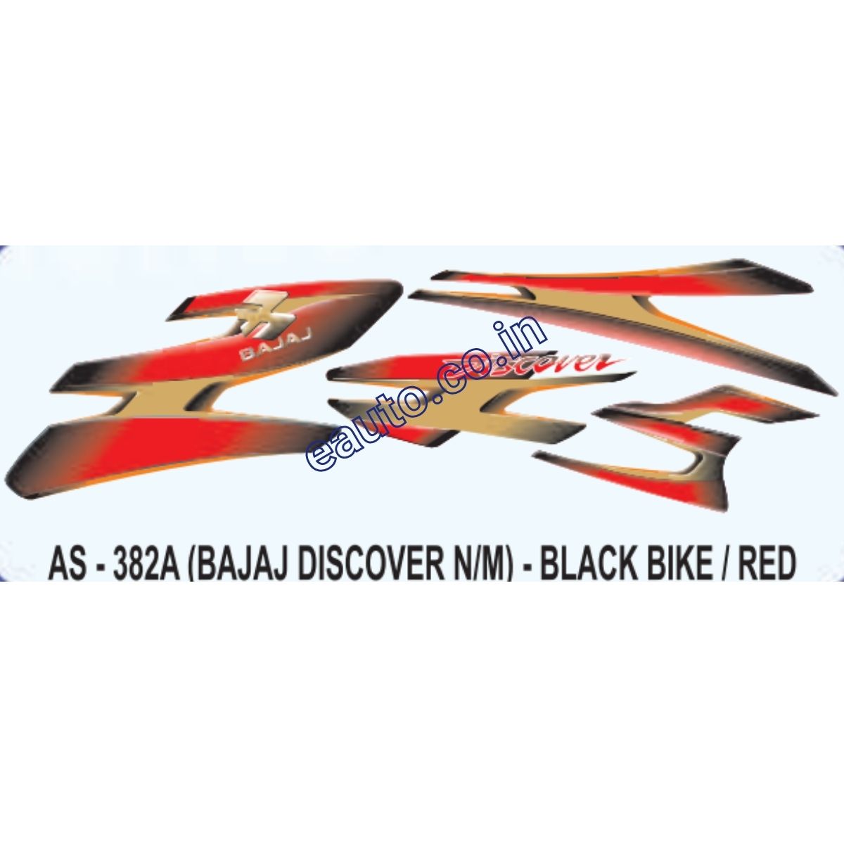 Graphics Sticker Set for Bajaj Discover | New Model | Black Vehicle | Red Sticker | Both Sides