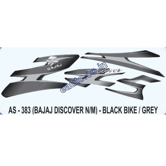 Graphics Sticker Set for Bajaj Discover | New Model | Black Vehicle | Grey Sticker | Both Sides