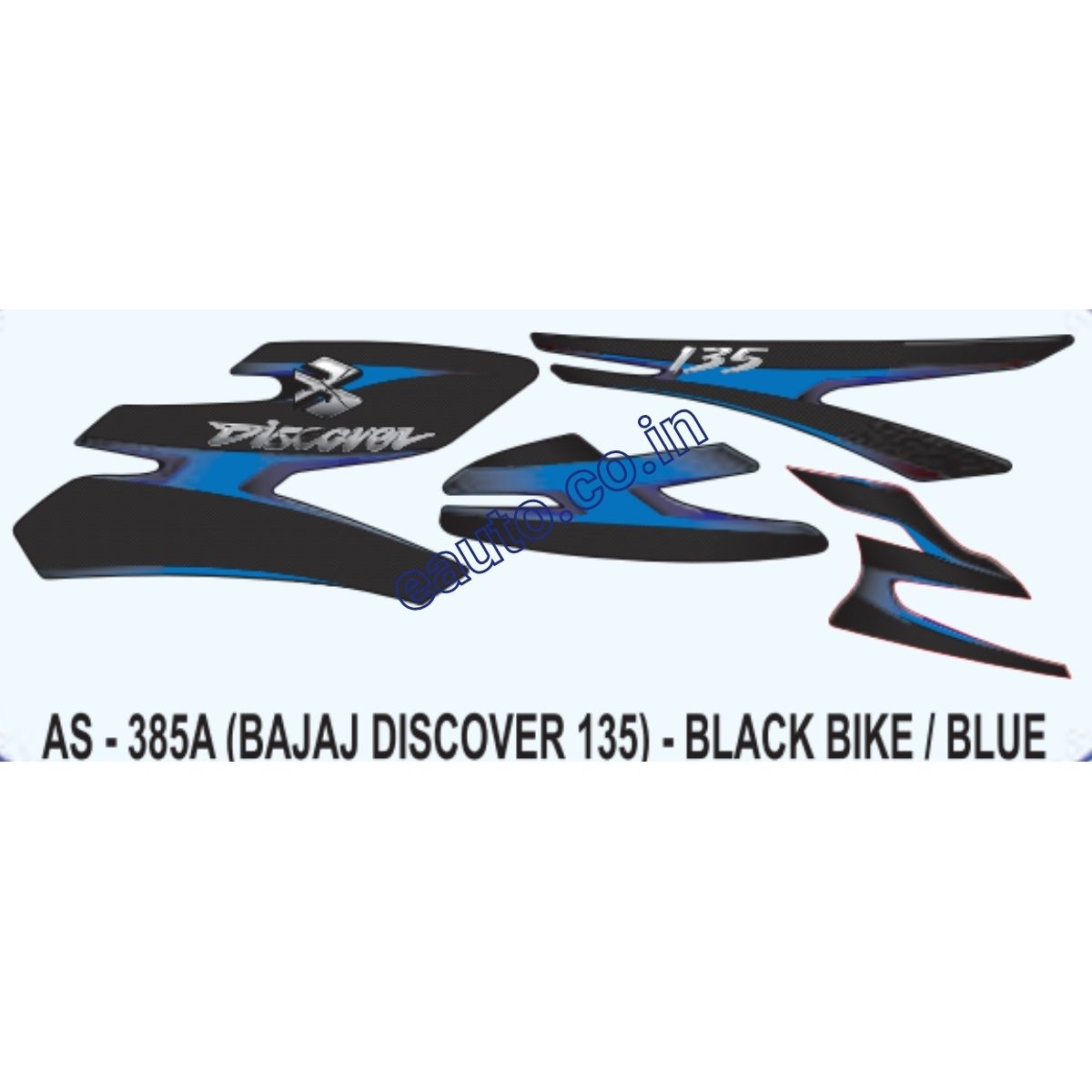 Graphics Sticker Set for Bajaj Discover 135 | Black Vehicle | Blue Sticker | Both Sides