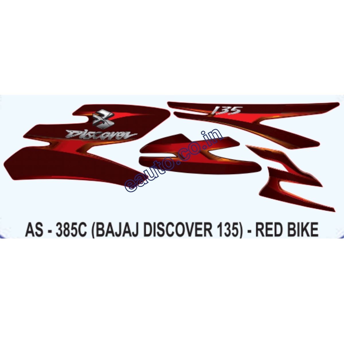 Graphics Sticker Set for Bajaj Discover 135 | Red Vehicle | Both Sides