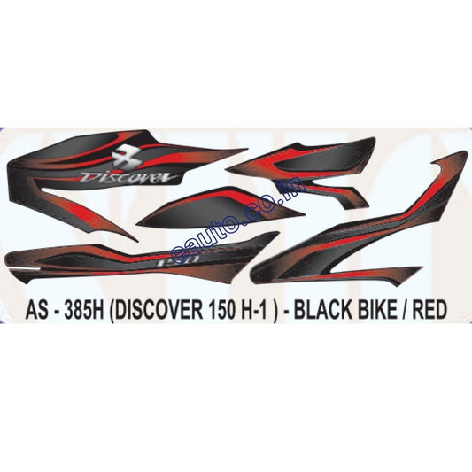 Graphics Sticker Set for Bajaj Discover 150 | H1 | Black Vehicle | Red Sticker | Both Sides